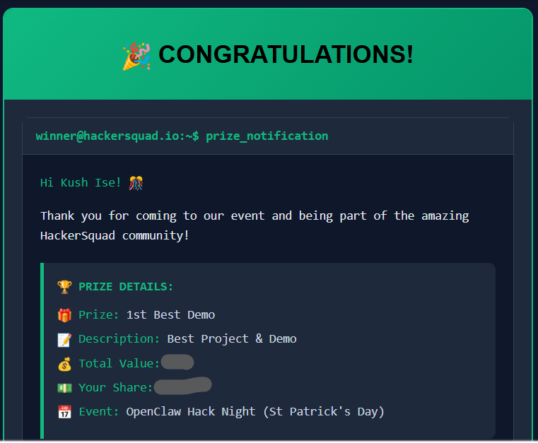Won 1st Best Demo at OpenClaw Hack Night: AgentTrace - AI Agent Security Scanner