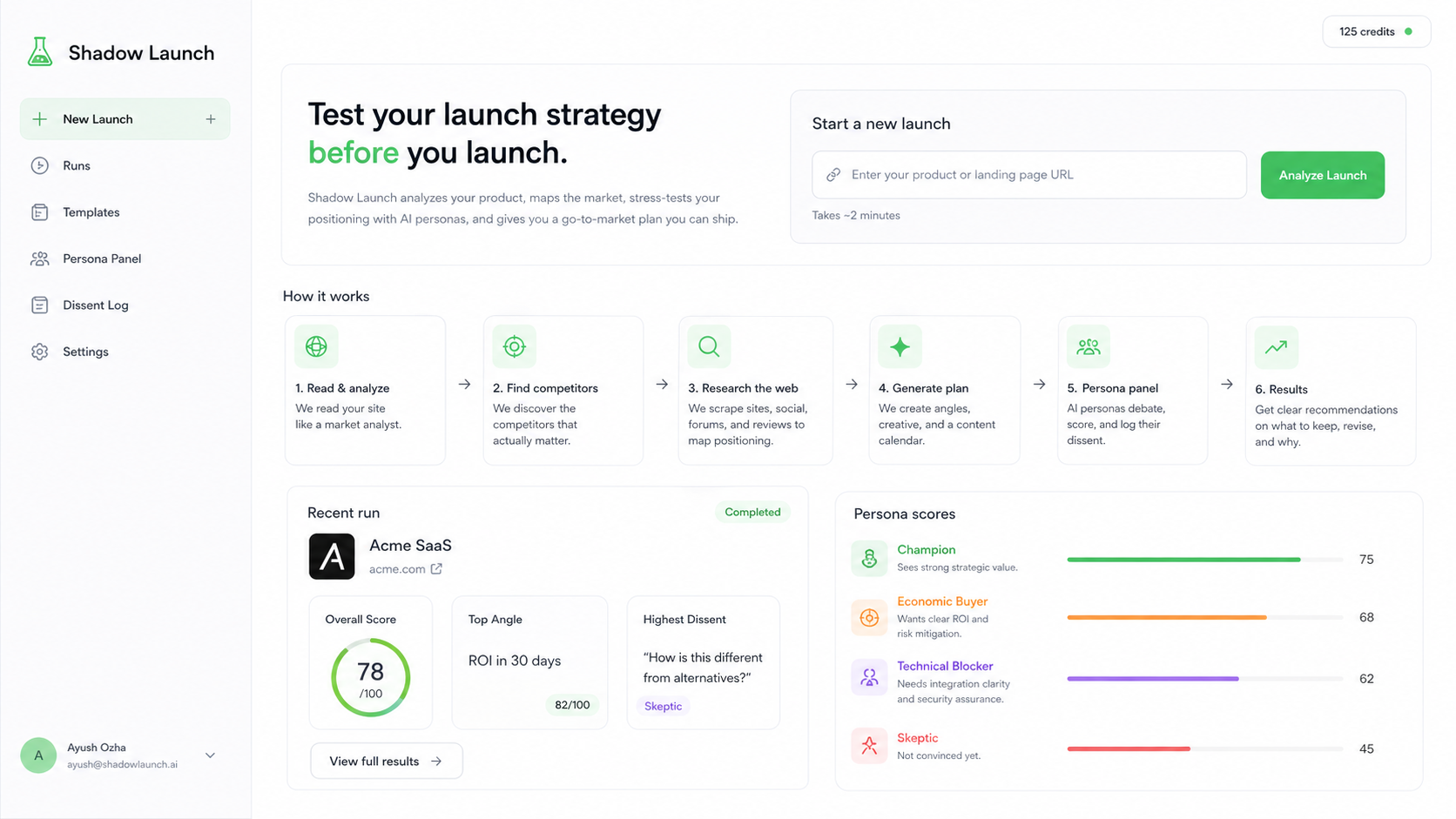 Won Marketing Agents Hackathon at EF SF: Shadow Launch - GTM Strategy Wind Tunnel